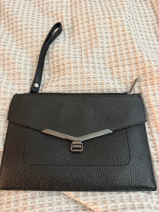 Botkier Handbags - Botkier Black Pebbled Leather Wristlet Clutch with Silver Hardware